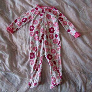 Onesies Brand 6-9 Months Pink & Green Floral Footie Pajamas